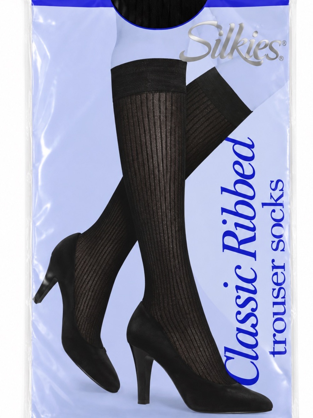 Vintage Silkies Hosiery Classic Ribbed Trouser Socks 1 Pair Queen Dark Brown USA
